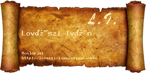 Lovászi Iván névjegykártya